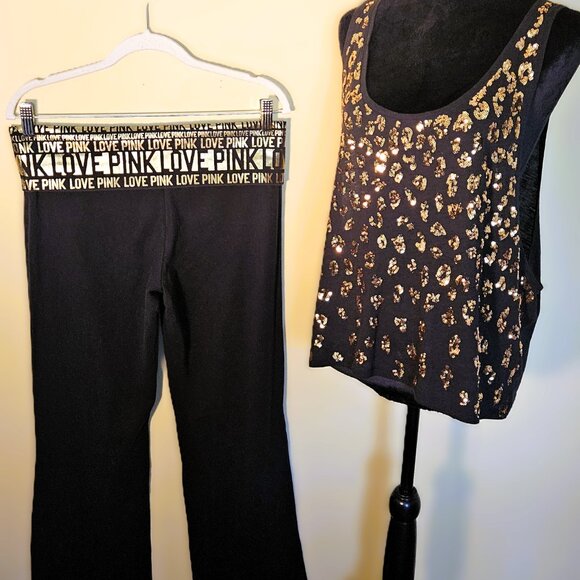 VS PINK Vintage Black and Gold 3PC Bling Set RARE size L - Picture 5 of 10